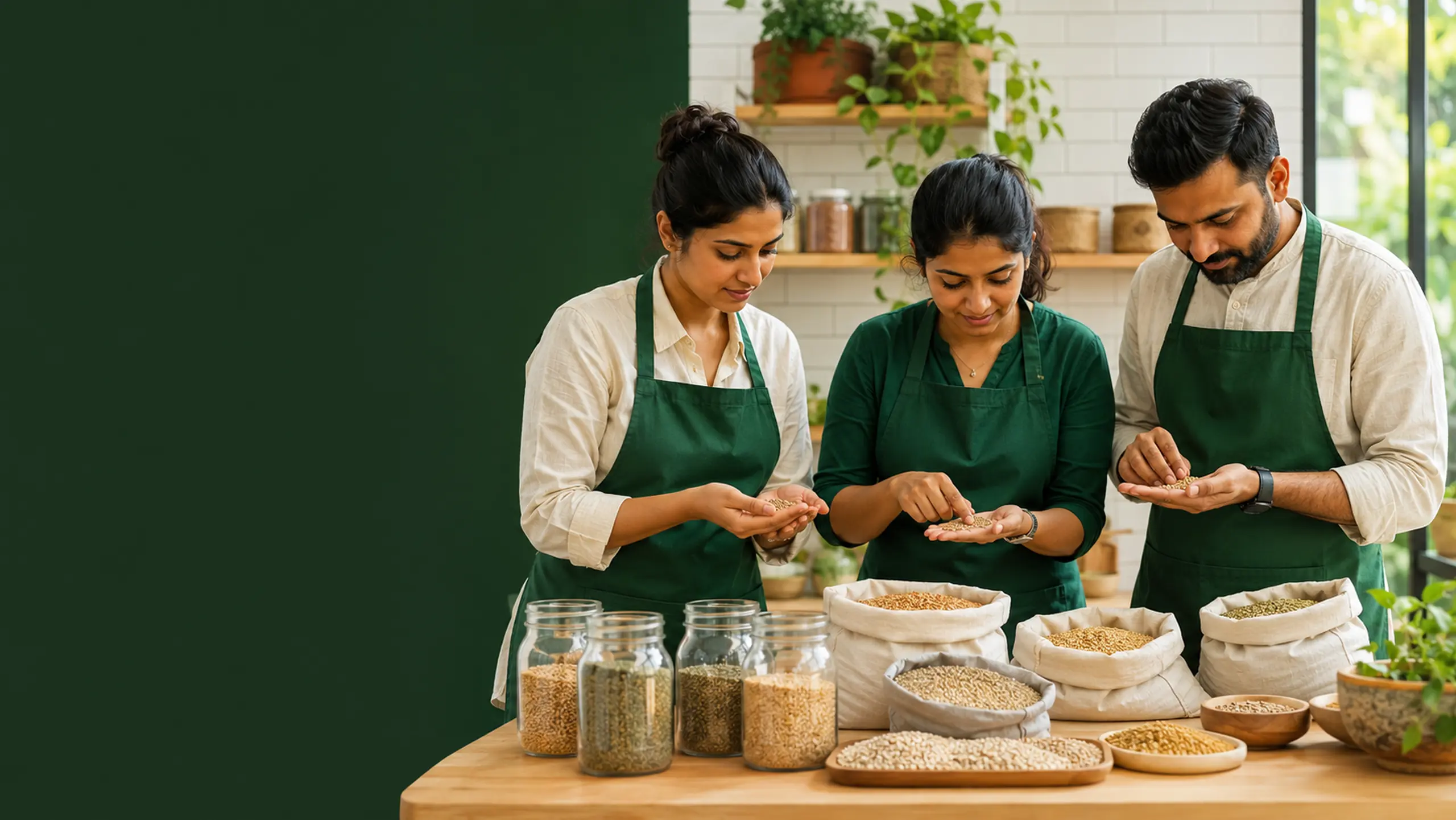 Fresh whole grains and flour