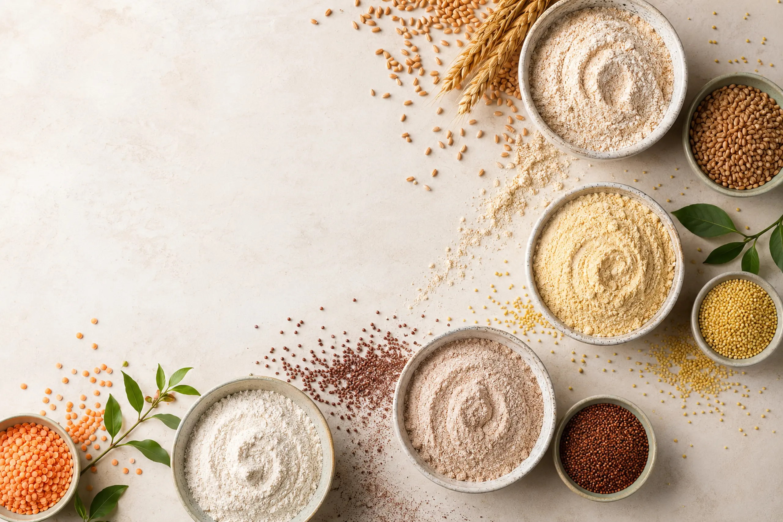 Freshly prepared flour and selected grains